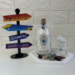 Kit ENERGIA POSITIVA E PROTEÇÃ(5 itens) - Jardim Zen Hex Bco, Garrafa Amuleto Hamsá, Kit 7 Chakras Roladas, Seta de Mesa - comprar online