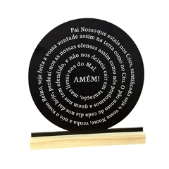Enfeite de Mesa MDF Redondo 20cm Preto - Oração do Pai Nosso - comprar online