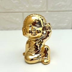 Buda em Resina 9cm Mão para Cima - Dourado
