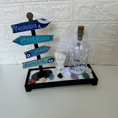 Kit FÉ E PROTEÇÃO (5 itens) - Jardim Zen Preto, Garrafa LED Raios , Kit 7 Chakras Rolado, Figa Fé, Seta de Mesa na internet