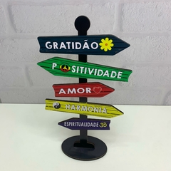 Setas de Mesa MDF 25cm - Compaixão, Gentileza, Sinceridade, Alegria e Saúde - MARA ROCHA DECORAÇÃO