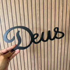Lettering em MDF 30cm Preto - Deus - MARA ROCHA DECORAÇÃO