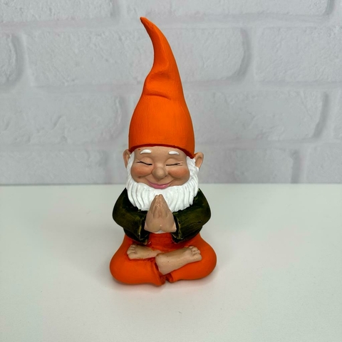 Gnomo da Sorte em Gesso 18cm - Laranja e Verde