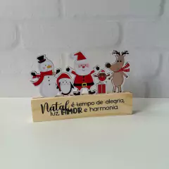 Enfeite Decorativo Natalino de Madeira Pinus e MDF "Natal é Tempo de Alegria"