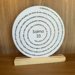 Enfeite de Mesa MDF Redondo 20cm Branco - Salmo 23