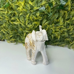 Imagem do Elefante Médio em Resina 17 cm - Flor Off White
