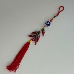 Chaveiro Amuleto - Vermelho com Pimentas e Olhos Gregos - loja online