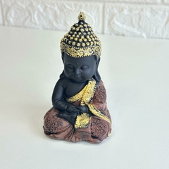 Buda Tibetano em Resina 12cm Marrom e Dourado - Mantra - loja online