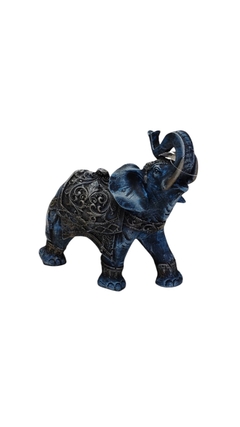Elefante Grande em Resina 20 cm - Tapete Azul