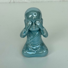 Buda em Cerâmica 10cm Sábio Não Vejo - Azul