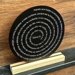 Enfeite de Mesa MDF Redondo 20cm Preto - Salmo 91 - loja online