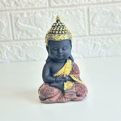 Buda Tibetano em Resina 12cm Marrom e Dourado - Mantra - comprar online