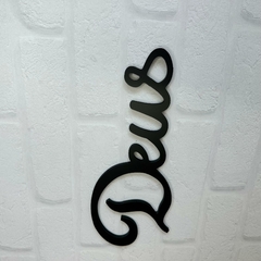 Lettering em MDF 30cm Preto - Deus na internet