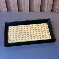 Imagem do Bandeja Decorativa Retangular 22cm - Traçado em Vime - Preto