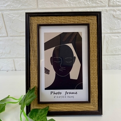 Porta Retrato MDF Trama 19cm - Preto e Castanho Médio