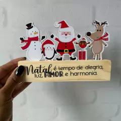 Enfeite Decorativo Natalino de Madeira Pinus e MDF "Natal é Tempo de Alegria" - MARA ROCHA DECORAÇÃO