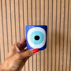 Cachepot Porcelana 8,5cm Olho Grego - Azul - comprar online