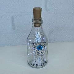 Garrafa de Vidro 200ml com LED - Hamsá Proteção