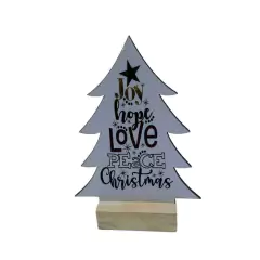Enfeite Natalino Árvore em MDF - Joy, Hope, Love