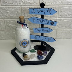 Kit ENERGIA E FÉ (4 Itens) - Jardim Zen Hex Preto, Garrafa Amuleto OG Central, Kit 7 Chakras Rolado, Seta Cruz Sagrada - comprar online