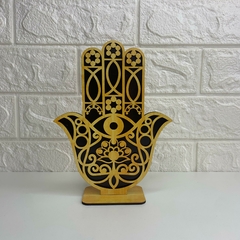 Hamsá de Mesa em MDF 20cm - Preto - MARA ROCHA DECORAÇÃO