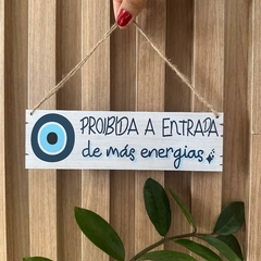Placa Decorativa Sisal 20cm - Proibida a Entrada de Más energias