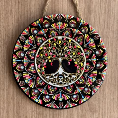 Mandala em Azulejo – 16cm - Árvore da Vida Colorida na internet