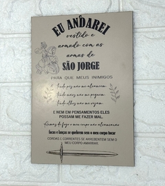 Placa Decorativa Parede 23cm - "Proteção de São Jorge" - MARA ROCHA DECORAÇÃO