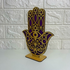 Hamsá de Mesa em MDF 20cm - Roxo na internet