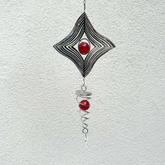 Imagem do Mandala Aço Inox com Cristal Estabilizador Giratório - Quadrado Cristal Vermelho