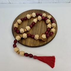 Japamala de Mesa 120cm Decorativo - Contas Claras e Vermelho - loja online
