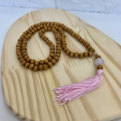 Japamala com Contas em Madeira 45cm - Quartzo Rosa - loja online