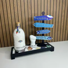 Kit SAGRADA PROTEÇÃO (5 itens) - Jardim Zen Preto, Garrafa amuleto Raios, Kit 7 Chakras Rolado, Figa Meu Santo, Seta de Mesa - MARA ROCHA DECORAÇÃO
