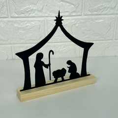 Enfeite Decorativo Natalino de Madeira Pinus e MDF "Presépio"