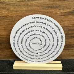 Enfeite de Mesa MDF Redondo 20cm Branco - Salmo 91