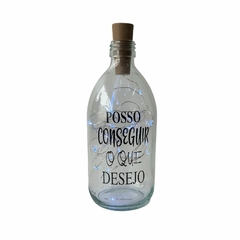 Garrafa de Vidro 500ml com LED - Posso Conseguir Tudo Que Desejo