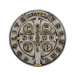 Medalha de São Bento em Gesso - Marfim e Dourada - comprar online