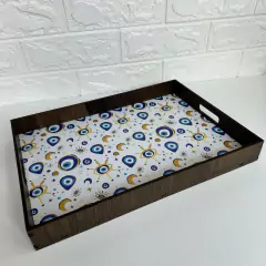 Bandeja Retangular em MDF 35cm - Olho Grego - MARA ROCHA DECORAÇÃO