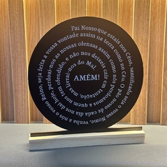 Enfeite de Mesa MDF Redondo 20cm Preto - Oração do Pai Nosso
