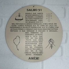 Placa Decorativa Redonda Salmo 91 Bege 29cm – Proteção e Fé para Seu Lar - comprar online