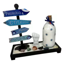 Kit MINHA PAZ (5 itens) - Jardim Zen Preto, Garrafa Amuleto Olhos Gregos, Kit 7 Chakras Rolado, Figa Proteção, Seta de M na internet