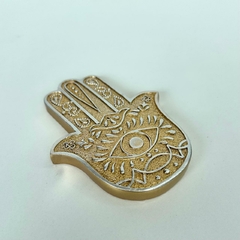 Incensário em Resina 11cm - Hamsá Dourado - MARA ROCHA DECORAÇÃO
