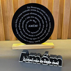 Enfeite de Mesa MDF Redondo 20cm Preto - Oração do Pai Nosso na internet