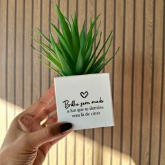 Cachepot Madeira Branco - "Brilhe sem medo" - comprar online