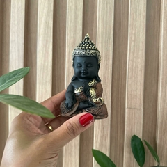 Buda Tibetano em Resina 12cm Marrom e Dourado - Meditando - comprar online