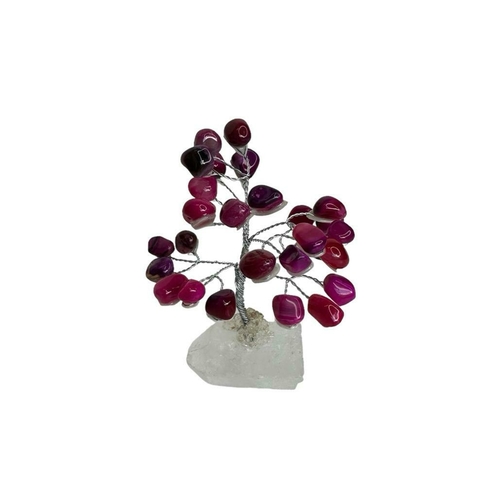 Árvore da Felicidade 11cm - Pedra Ágata Rosa