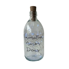 Garrafa de Vidro 500ml com LED - Família Amor Deus