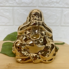 Buda em Cerâmica 7cm Silêncio - Dourado na internet