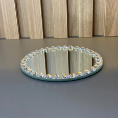 Imagem do Base Espelhada Redonda com Detalhes de Cristal – 15cm