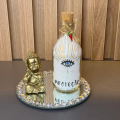 Base Espelhada Redonda com Detalhes de Cristal – 15cm